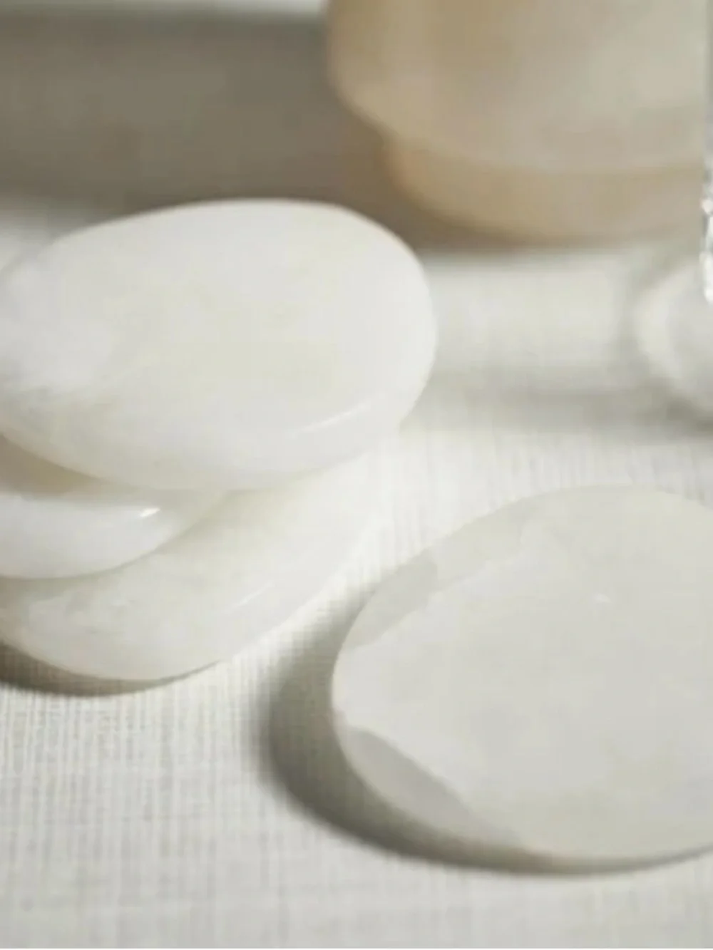Zodax Bennour Alabaster Coasters Set of 4 4” white marbled organic India IN-7558